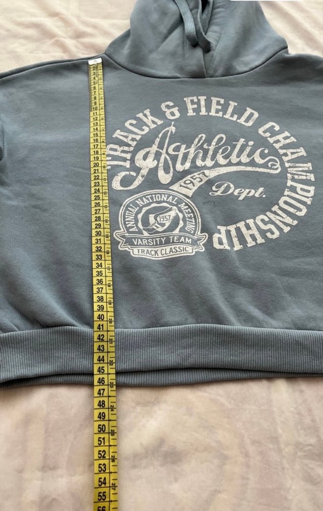 Mavi Kapüşonlu Uzun Kollu Baskılı Sweatshirt - Görsel 3