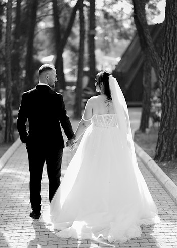 Beyaz Straplez A Kesim Gelinlik - Görsel 3