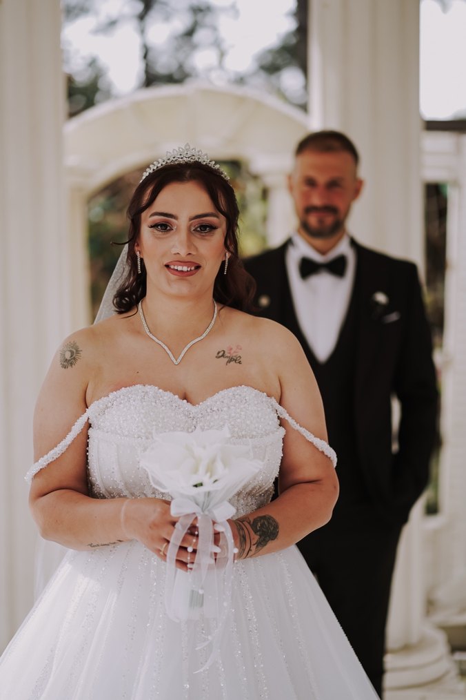 Beyaz Straplez A Kesim Gelinlik - Görsel 2