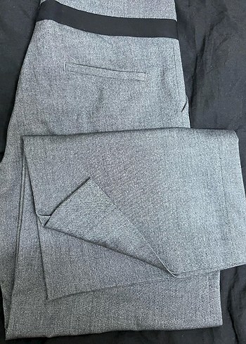 İtal Düşük bel bol paça grii Kadın Kumaş Pantolon - Görsel 5