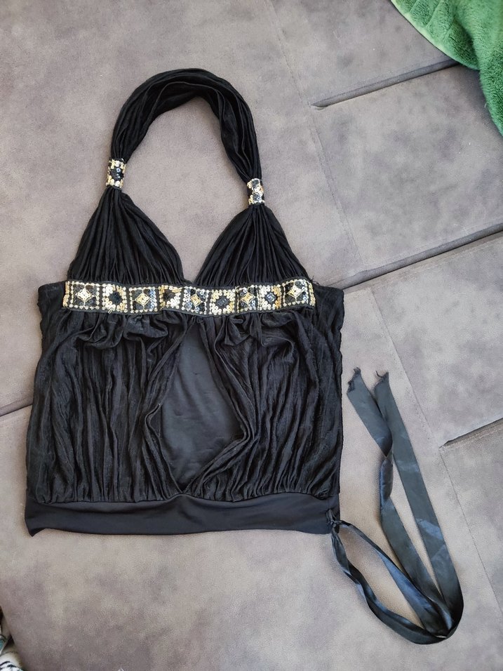 Siyah Bantlı Straplez Mini Hamile Bluz - Görsel 2