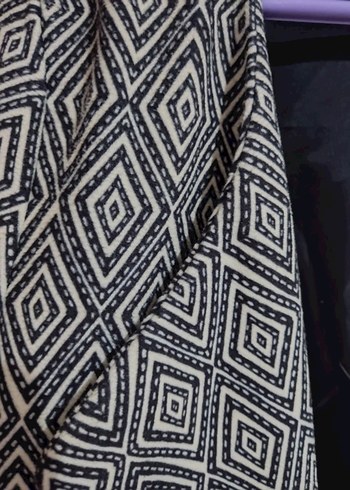 Kadın Gri Desenli Midi Ceket - Görsel 4