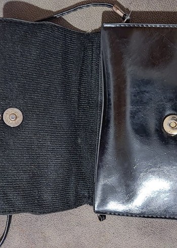 Siyah Parlak Yılan Desenli Deri Kadın Çanta - Görsel 5