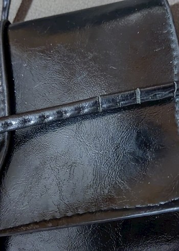 Siyah Parlak Yılan Desenli Deri Kadın Çanta - Görsel 7