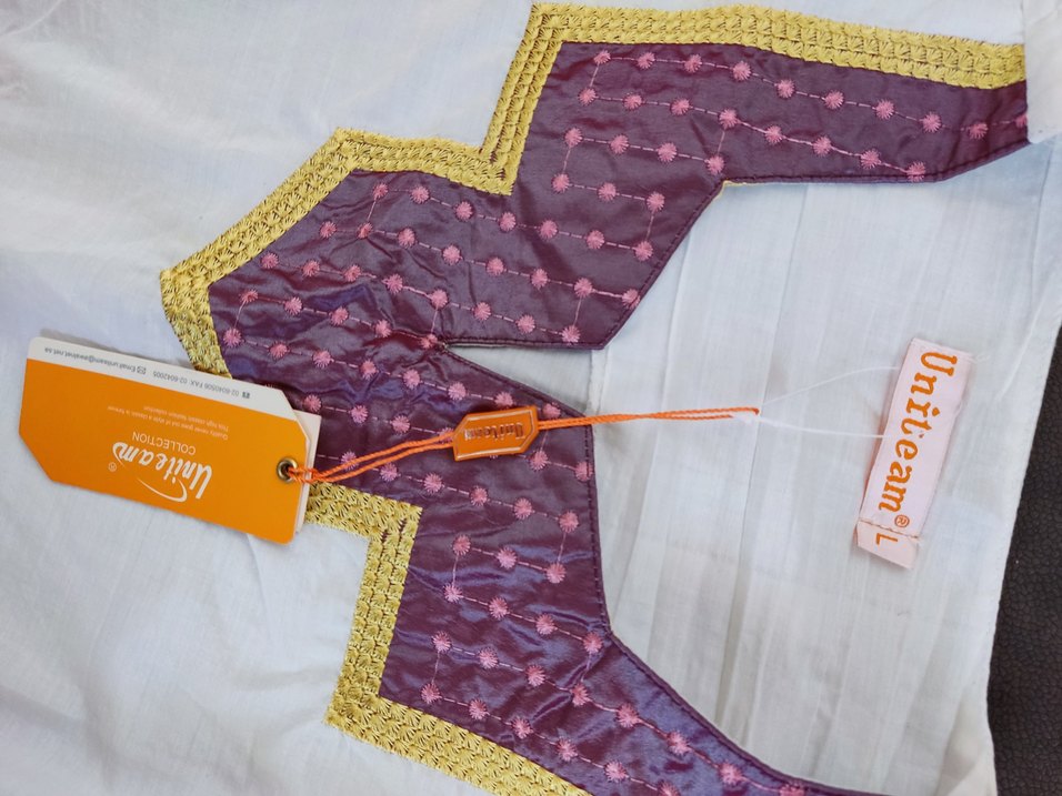 Nakışlı Beyaz Uzun Kadın Tunik V Yaka - Görsel 2