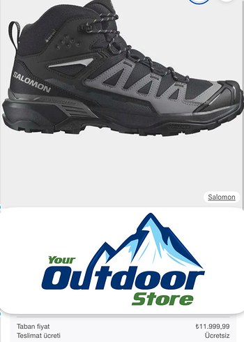 Salomon Etiketli Orjinal Siyah Gri Erkek Outdoor Ayakkabı - Görsel 2