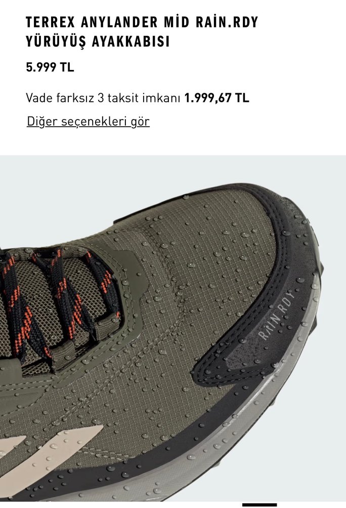 Adidas Orjinal Terrex Anylander Mid Rain Erkek Outdoor Ayakkabı - Görsel 5