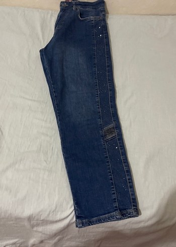 Kadın Mavi Denim Midi Boy Kot Pantolon - Görsel 3