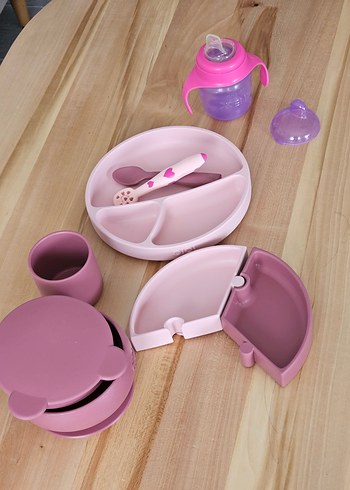 Oioi Pembe Çocuk Tabak Seti ve Bardak - Görsel 2