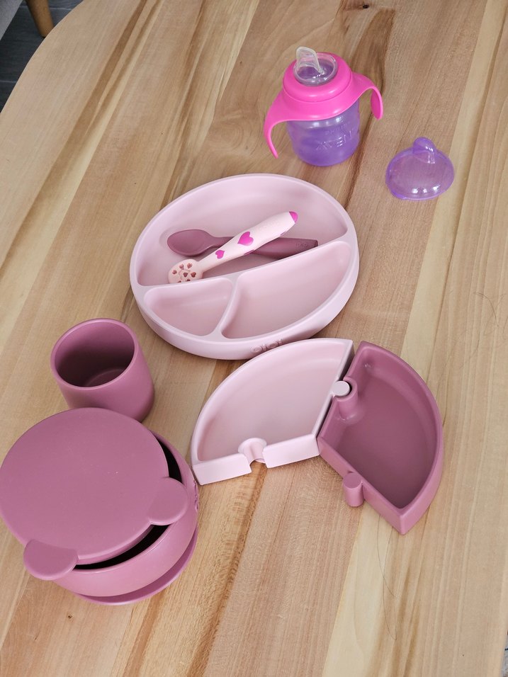 Oioi Pembe Çocuk Tabak Seti ve Bardak - Görsel 2