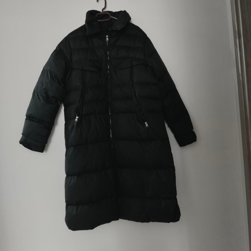 Siyah Fermuarlı Uzun Kadın Kışlık Mont - Görsel 2