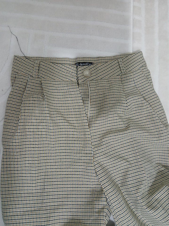 Bej Kadın Triko Kumaş Pantolon - Görsel 4