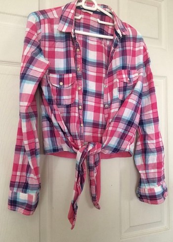 Pembe Bağlamalı Uzun Kollu Kadın Gömlek - Görsel 2