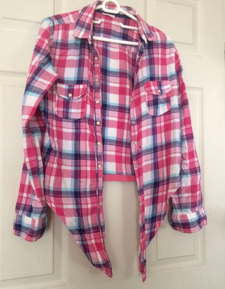 Pembe Bağlamalı Uzun Kollu Kadın Gömlek - Görsel 3