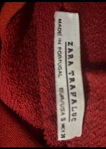 Zara Kadın Kırmızı Kapüşonlu Sweatshirt - Görsel 4