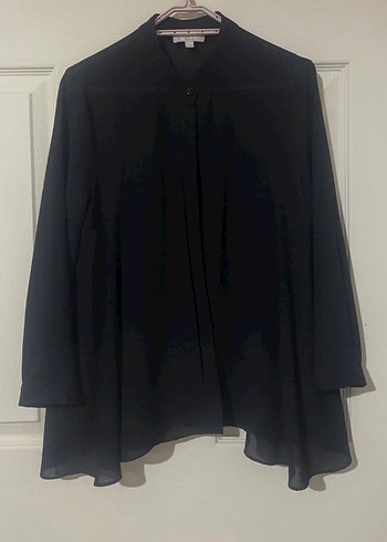 Twist Siyah Uzun Kollu Şifon Gömlek - Görsel 2