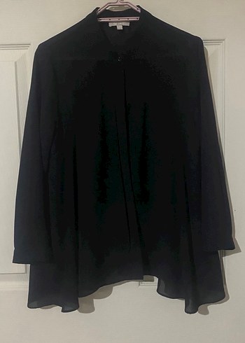 Twist Siyah Uzun Kollu Şifon Gömlek - Görsel 3