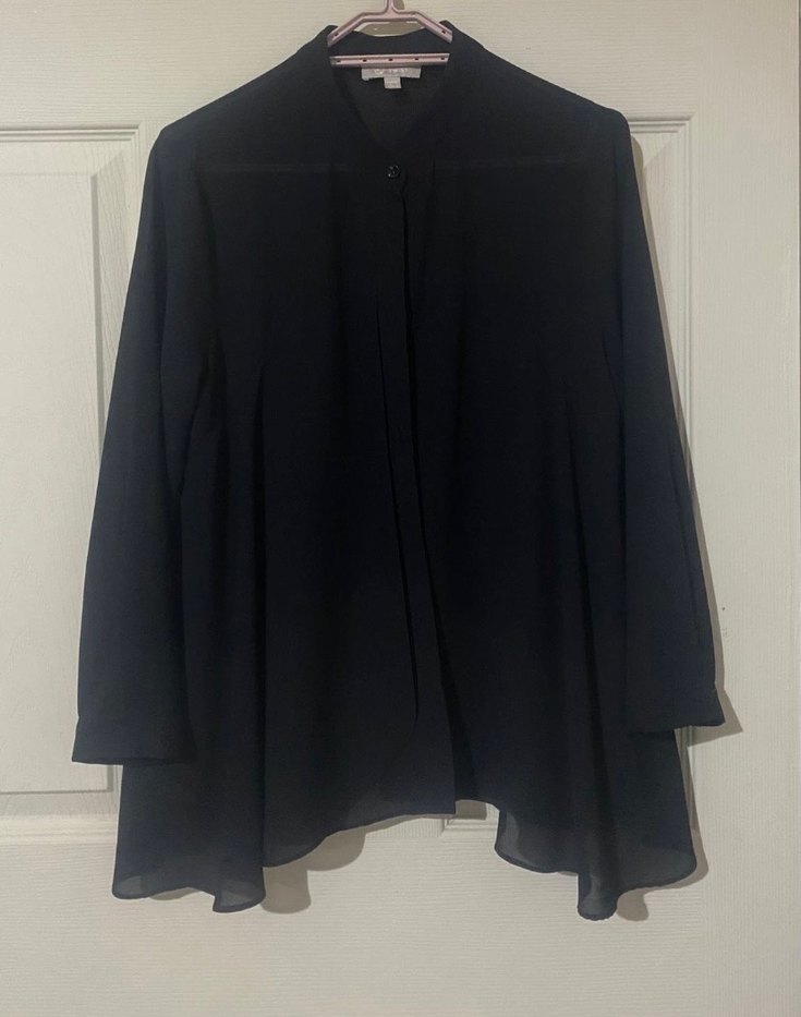 Twist Siyah Uzun Kollu Şifon Gömlek - Görsel 2