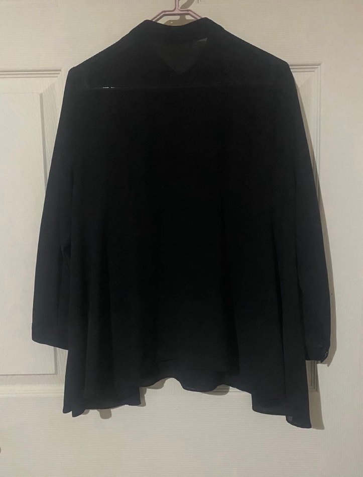 Twist Siyah Uzun Kollu Şifon Gömlek - Görsel 5