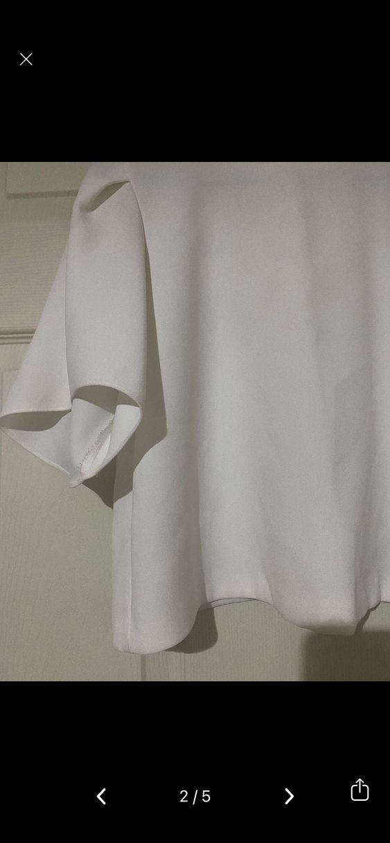 Zara Beyaz Minimalist Kısa Kollu Bluz - Görsel 2