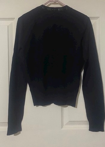 Düğmeli Boncuk Detaylı Siyah Midi Kadın Hırka - Görsel 4