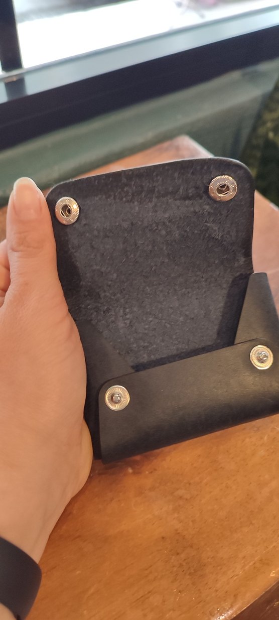 Koyu Mavi Gerçek Deri El Yapımı Vintage Cüzdan kartlık - Görsel 3