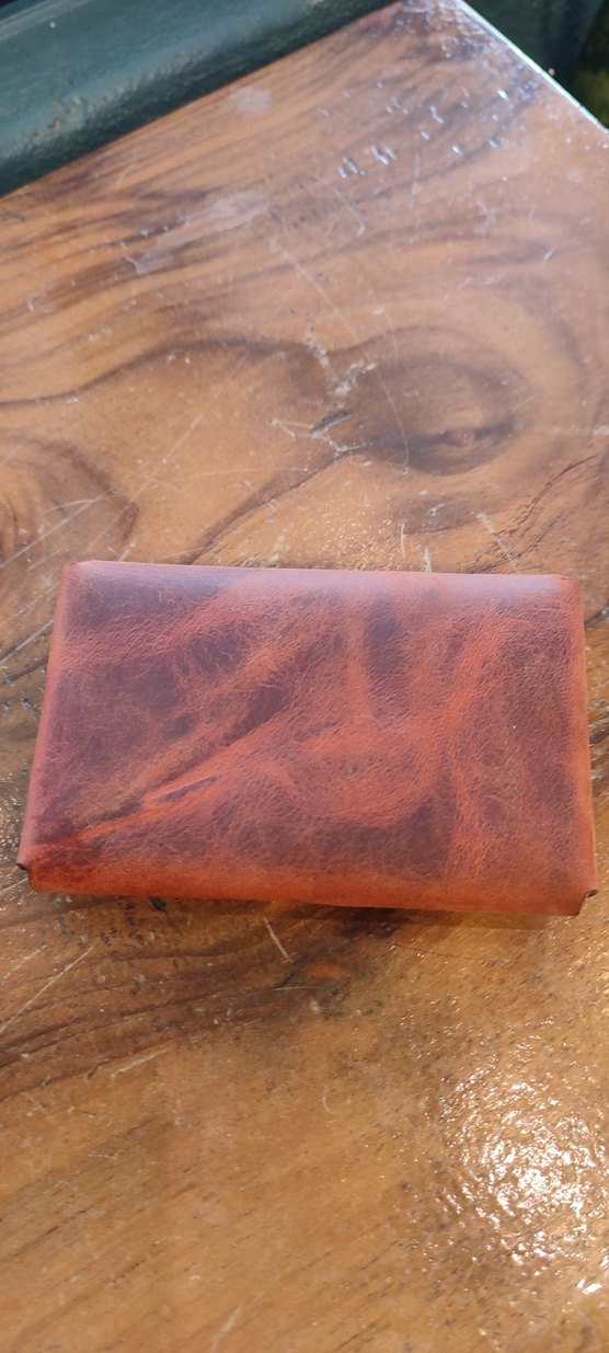 Taba Sade Vintage Tarz Gerçek Deri El Yapımı Cüzdan Kartlık - Görsel 2