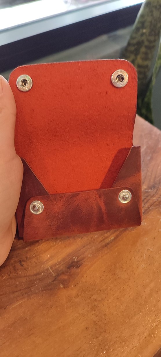 Taba Sade Vintage Tarz Gerçek Deri El Yapımı Cüzdan Kartlık - Görsel 3