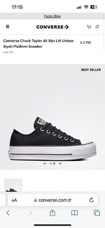 39,5 Beden siyah Renk Converse Taylor chuck sneakers