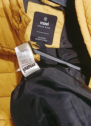 l Beden sarı Renk Mavi jeans şişme mont