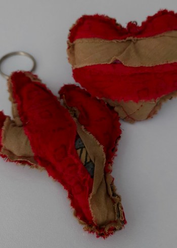 Vintage Tarz Kırmızı Tokalı Kadın Anahtarlık 2li - Görsel 3