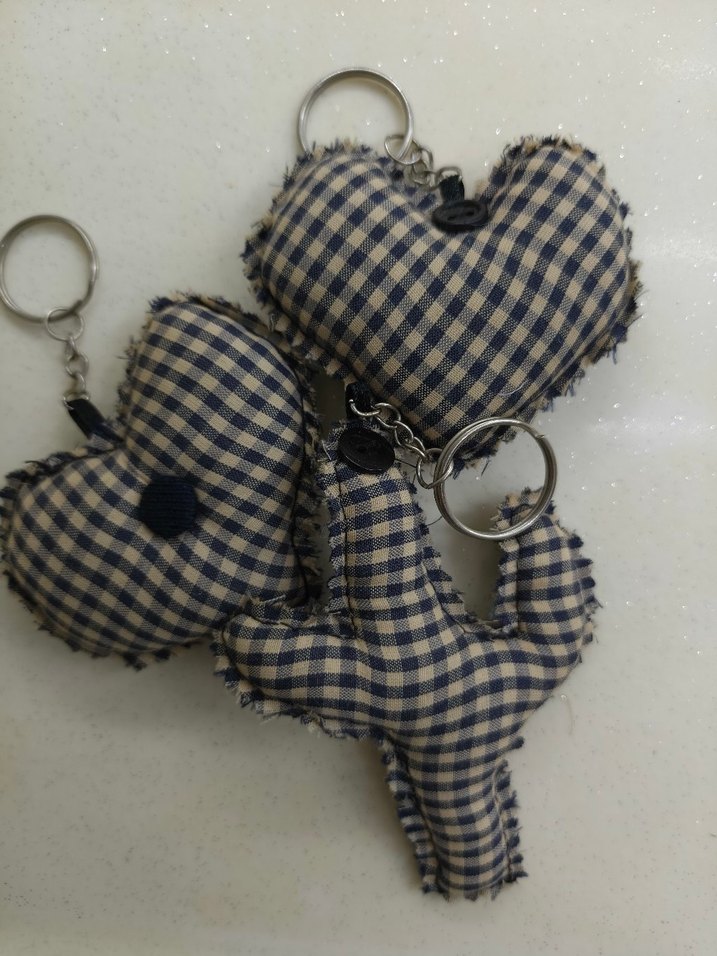Kareli Kumaş Anahtarlık 3lü - Görsel 4