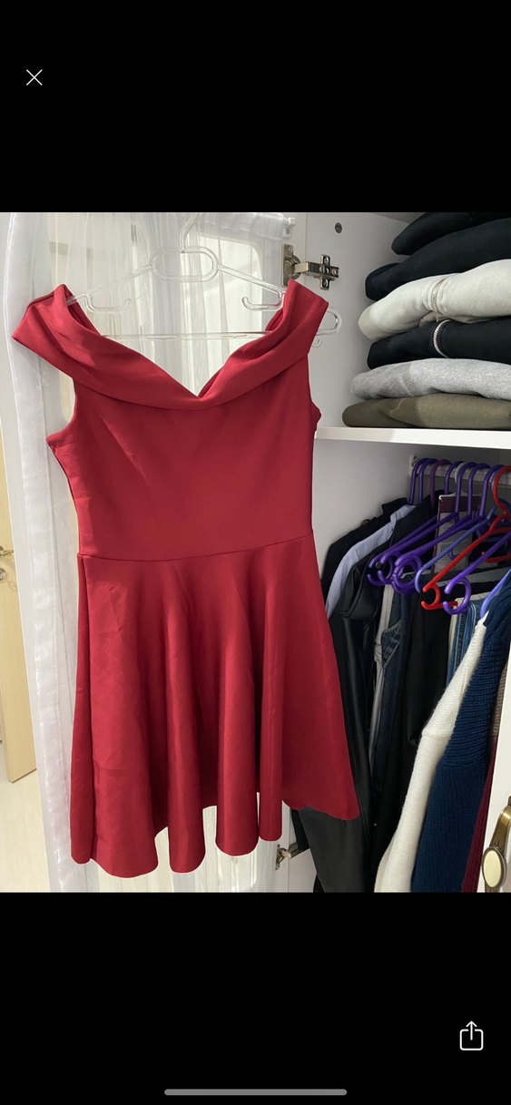 Bordo Drapeli Straplez Mini Elbise - Görsel 2