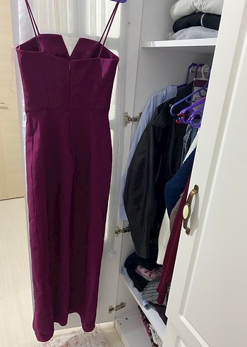 Bordo Askılı Uzun abiye - Görsel 4