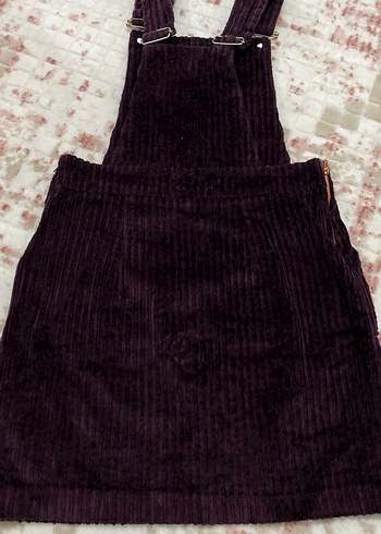 Koyu mor kadife salopet - Görsel 5
