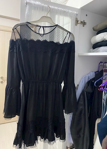 Hm siyah dantelli elbise - Görsel 3