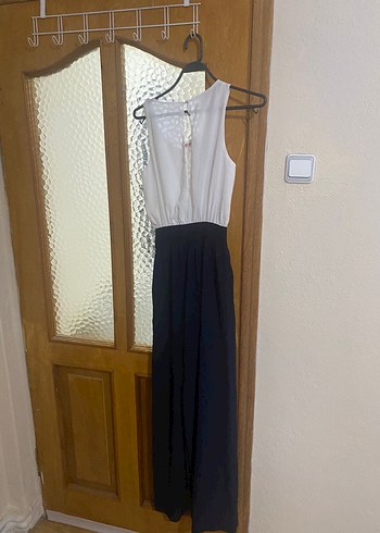 Kadın Beyaz lacivert Uzun Pilili Tulum - Görsel 2