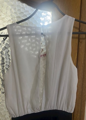 Kadın Beyaz lacivert Uzun Pilili Tulum - Görsel 4