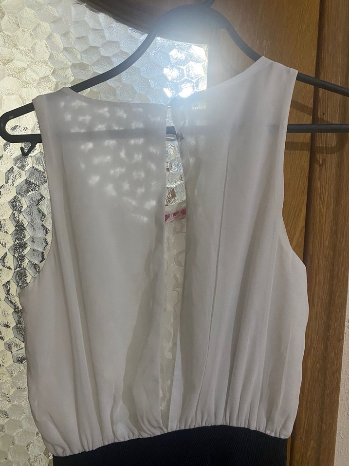 Kadın Beyaz lacivert Uzun Pilili Tulum - Görsel 4