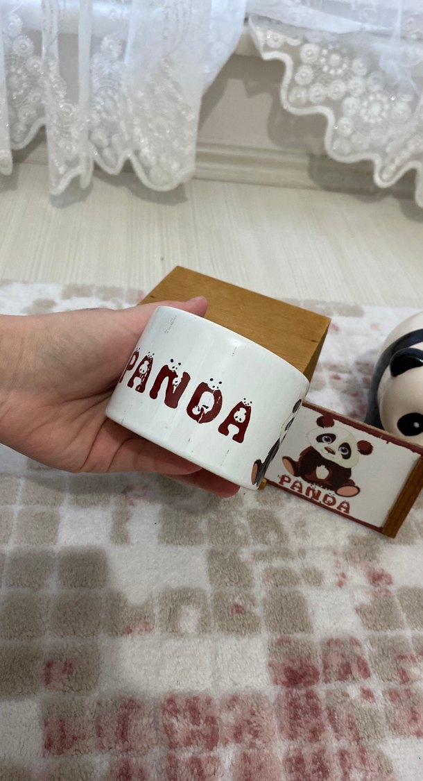 Ahşap Kutuda Panda Temalı kupa ve kumbara hediye seti - Görsel 3