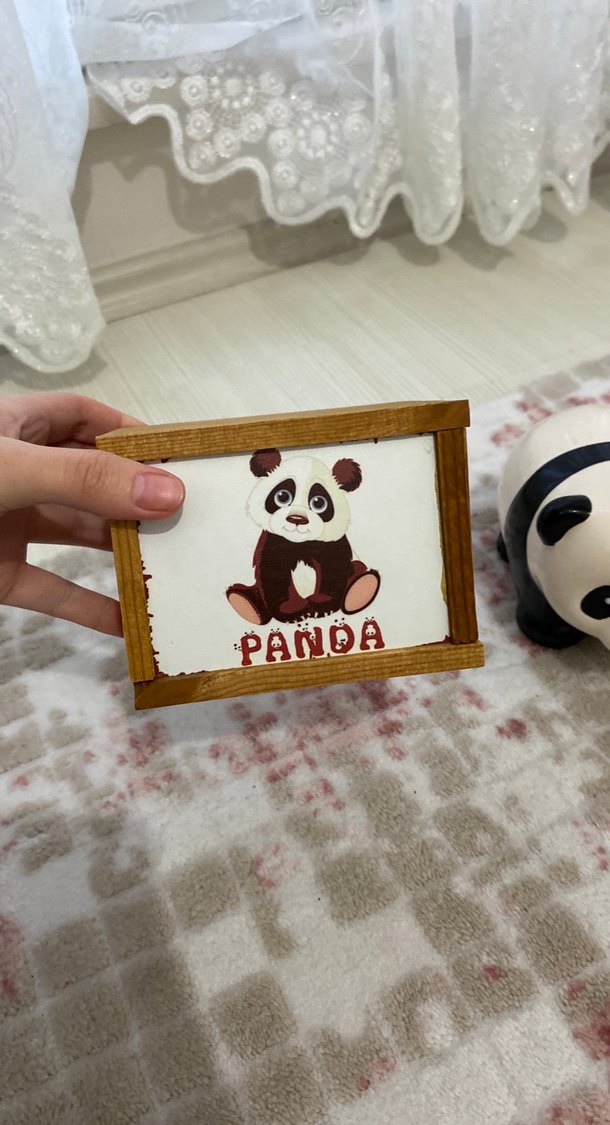 Ahşap Kutuda Panda Temalı kupa ve kumbara hediye seti - Görsel 5