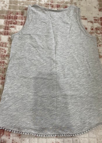 Kız Çocuk Gri Payetli Baskılı Kolsuz Tişört - Görsel 3