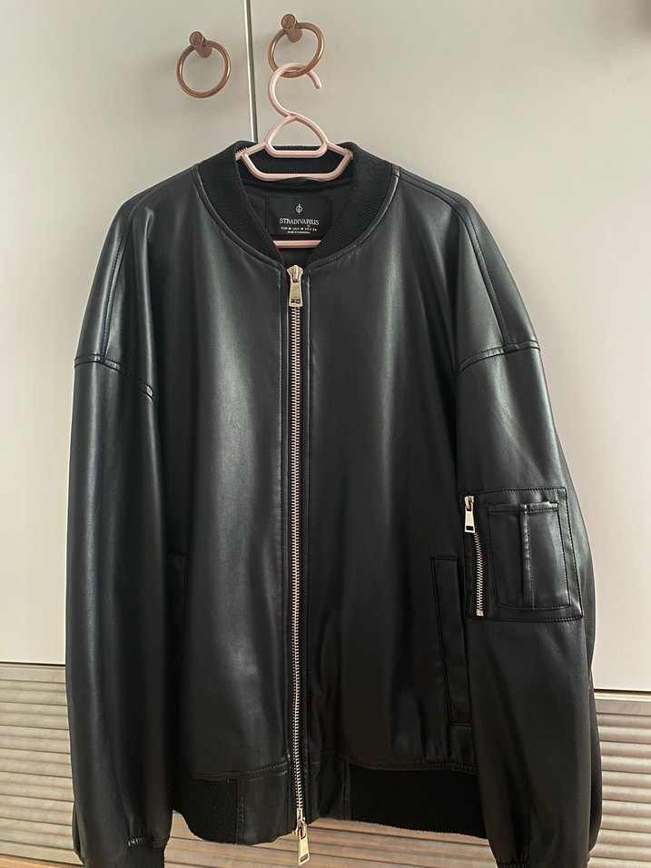 Stradivarius deri bomber ceket - Görsel 4