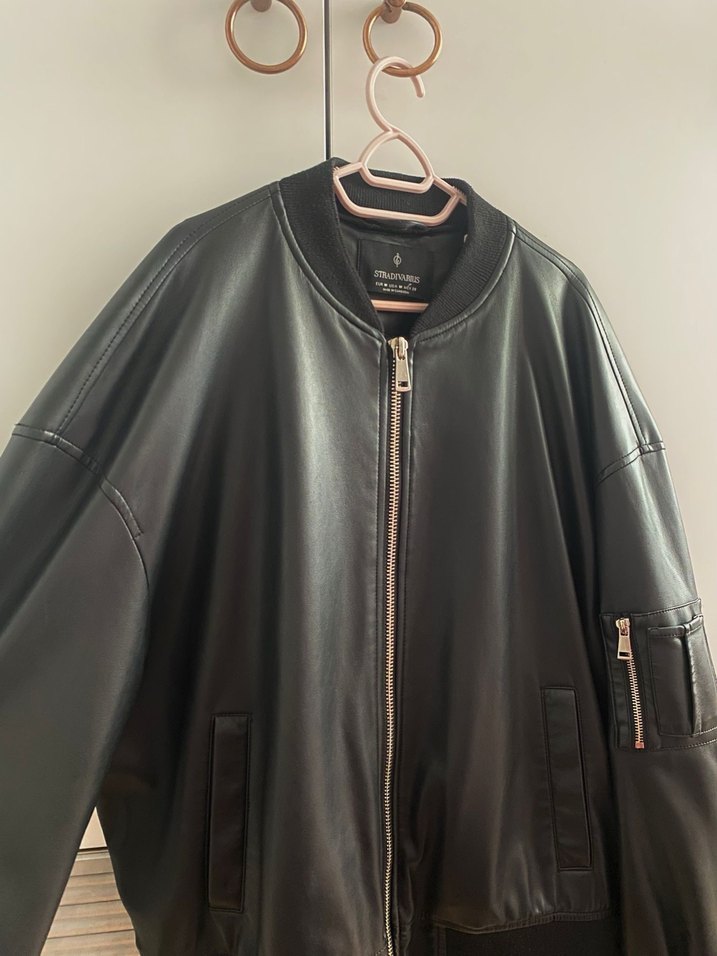 Stradivarius deri bomber ceket - Görsel 5