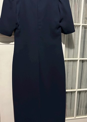 Klasik Lacivert Midi Elbise - Görsel 3