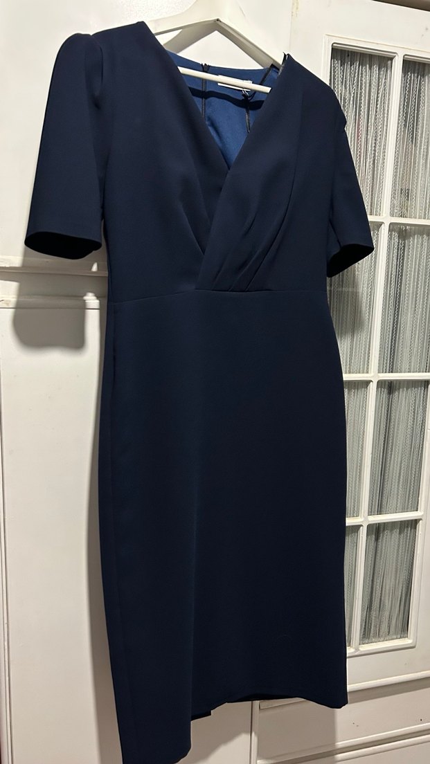 Klasik Lacivert Midi Elbise - Görsel 2