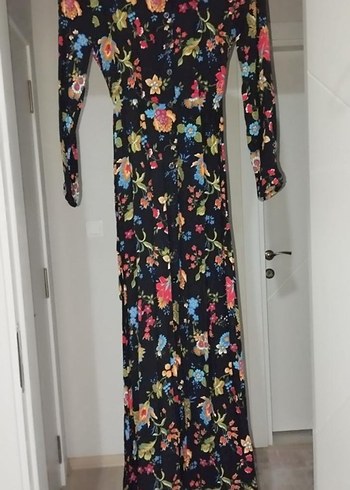 Bohem Çiçek Desenli Uzun Kollu Elbise - Görsel 2