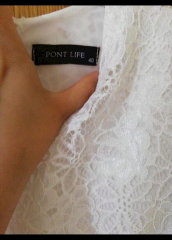 Uzun Kollu Beyaz Dantelli Nişan Elbisesi - Görsel 4