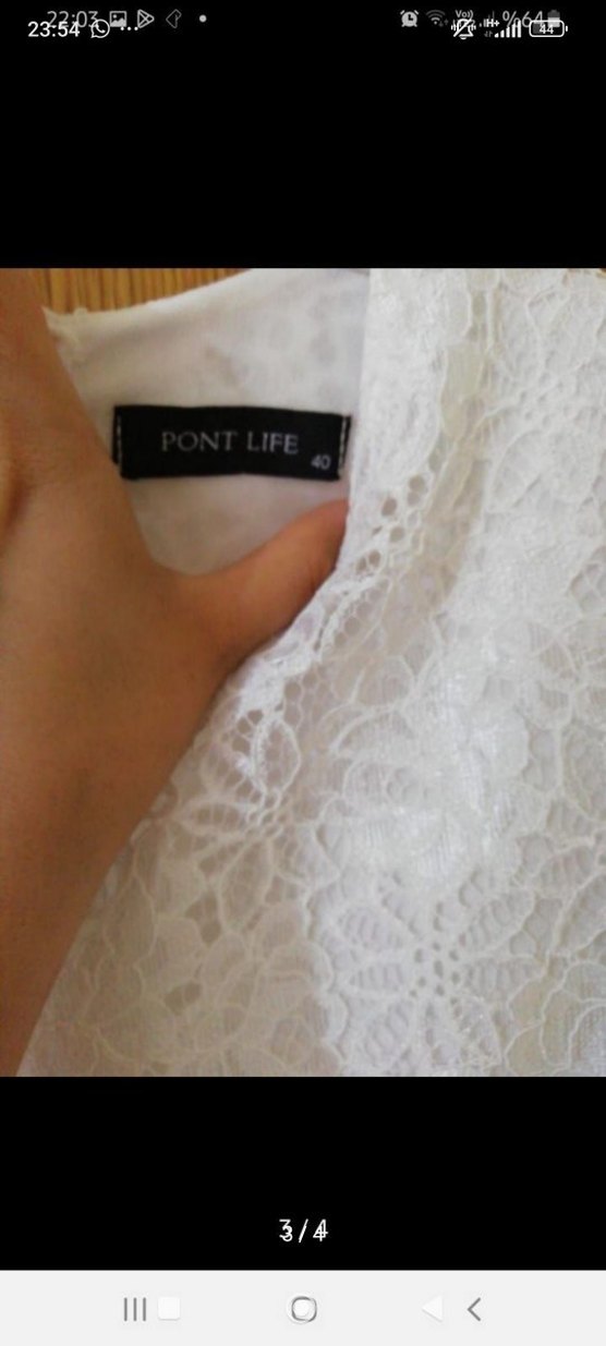 Uzun Kollu Beyaz Dantelli Nişan Elbisesi - Görsel 4