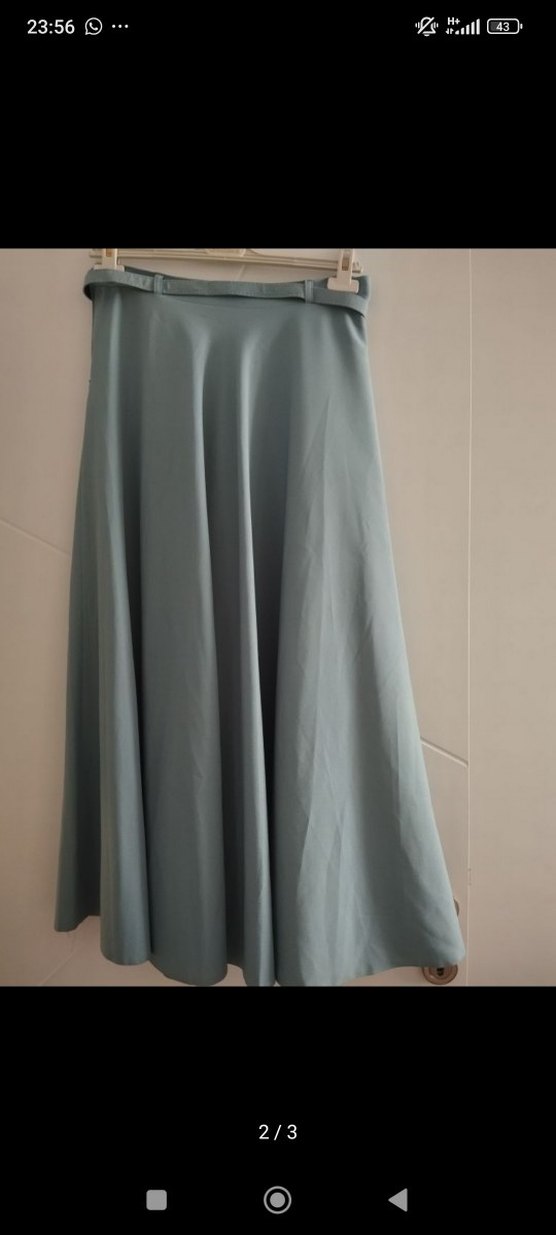 Düğmeli Mavi mevlana etek - Görsel 3